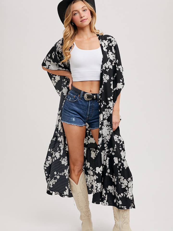 Bluivy - Wholesale Kimono - Women's - EFFORTLESS FLORAL PRINT MAXI KIMONO