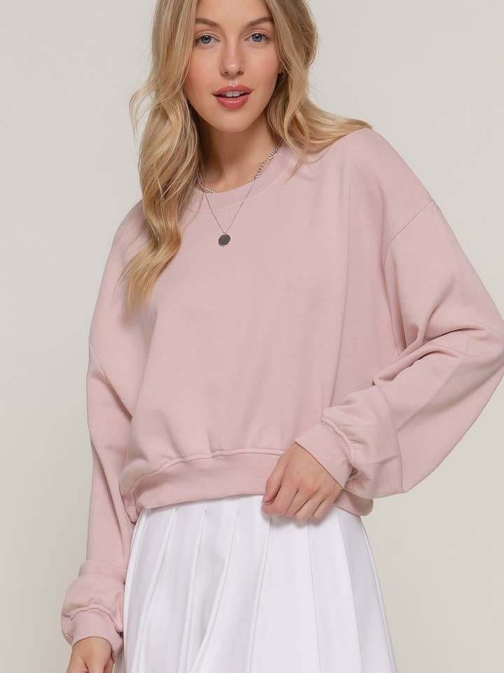 Active Basic | Active USA - Wholesale Sweatshirt - Women's - Long Sleeve Crew Neck Short Sweatshirt