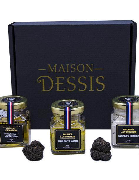 Maison Dessis – Großhandel Dosengemüse – Geschenkbox mit schwarzen Trüffeln „Les Indispensables“1