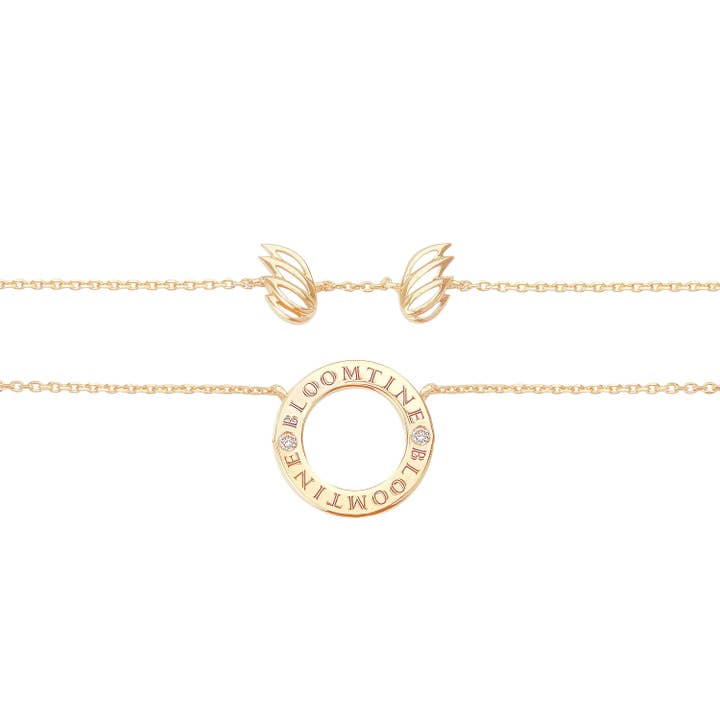 Mini Halo Wings™ Diamond Gold Vermeil Angel Necklace for wholesale by BLOOMTINE | Earth Angel HQ