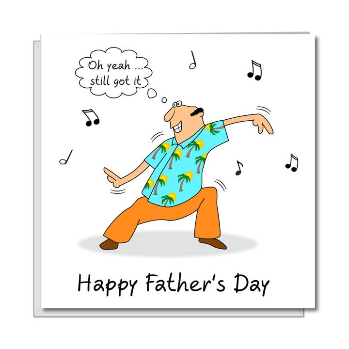 Lustige Vatertagskarte — Papa tanzt — humorvoll, amüsant, scherzhaft, komisch, musikalisch, tanzend — peinlich für den Großhandel von Swizzoo Cards