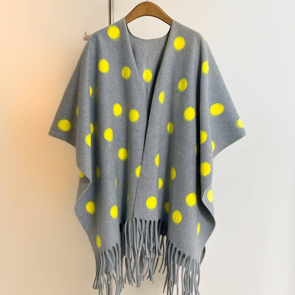 ACCITY - Wholesale Poncho - Women's - Polka Dot Tassel Shawl Women Vintage WinterCape_CWOCASL000921