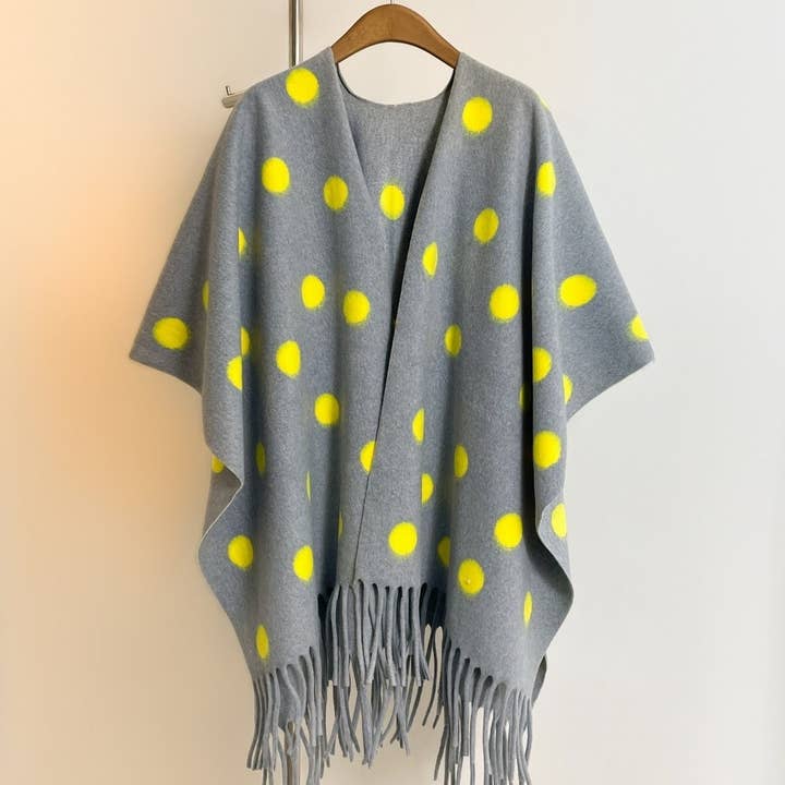 ACCITY - Wholesale Poncho - Women's - Polka Dot Tassel Shawl Women Vintage WinterCape_CWOCASL000921