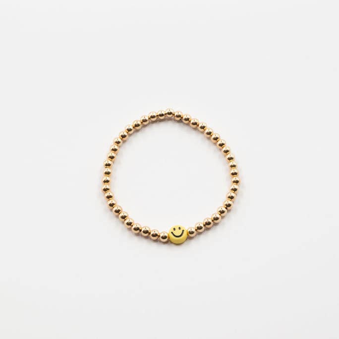 Arm Candy by Alysa - Wholesale Beaded Bracelet - Kids - Kids 14K Gold Bead Bracelet with Smiley Face (4mm)