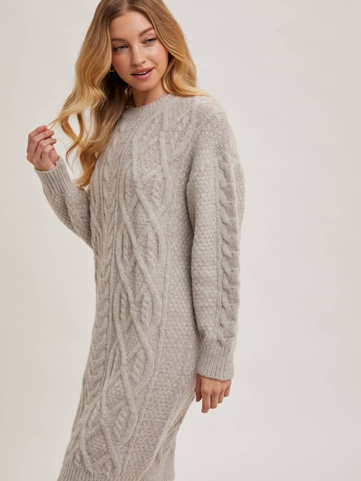 Bluivy - Wholesale Dress - Women's - CABLE KNIT SWEATER MIDI DRESS5