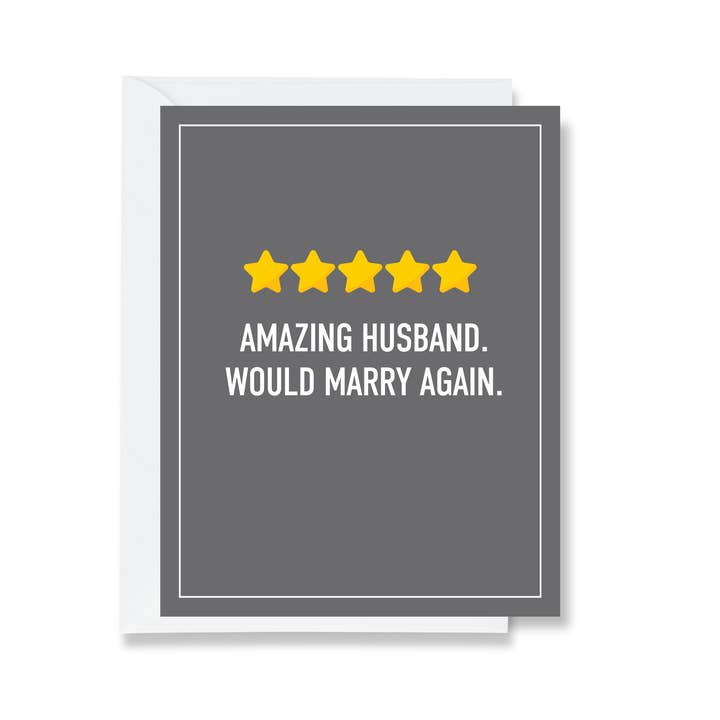 5 Star Husband Greeting Card for wholesale by Ink & Attitude Stationery Company LLC