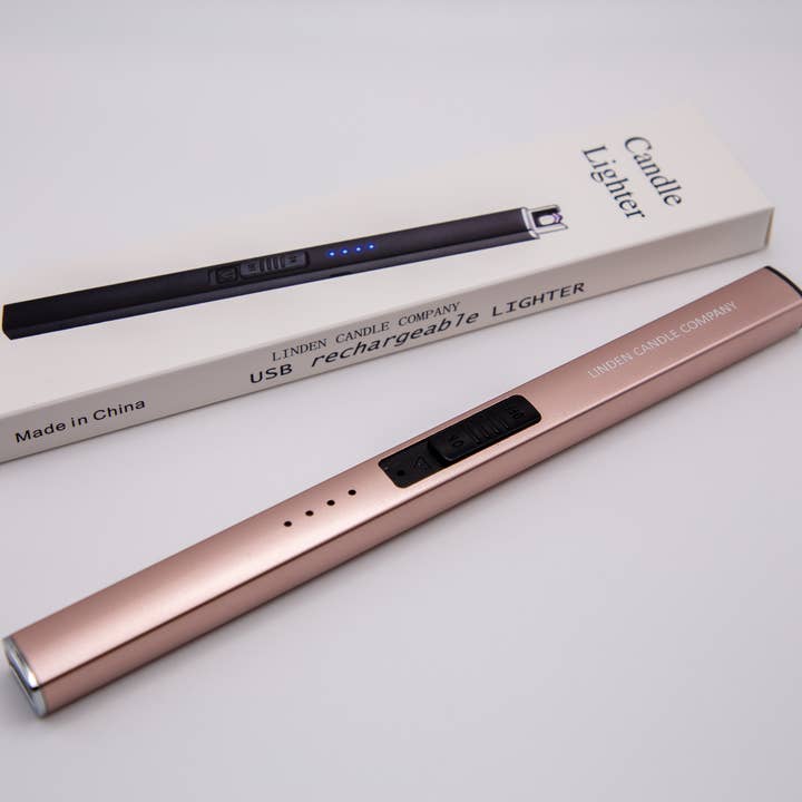 Linden Candle Company – wholesale Lighter – Rose Gold Electric Flameless Rechargeable Lighter1