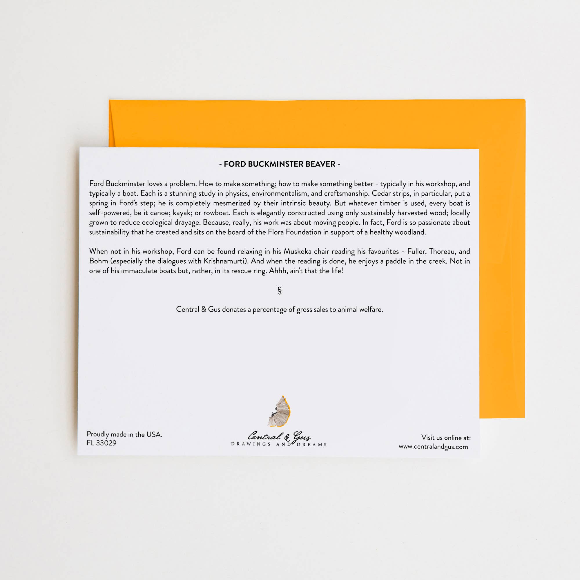 Central & Gus – Conjunto de notas por atacado – Cartão de nota Ford Buckminster Beaver1