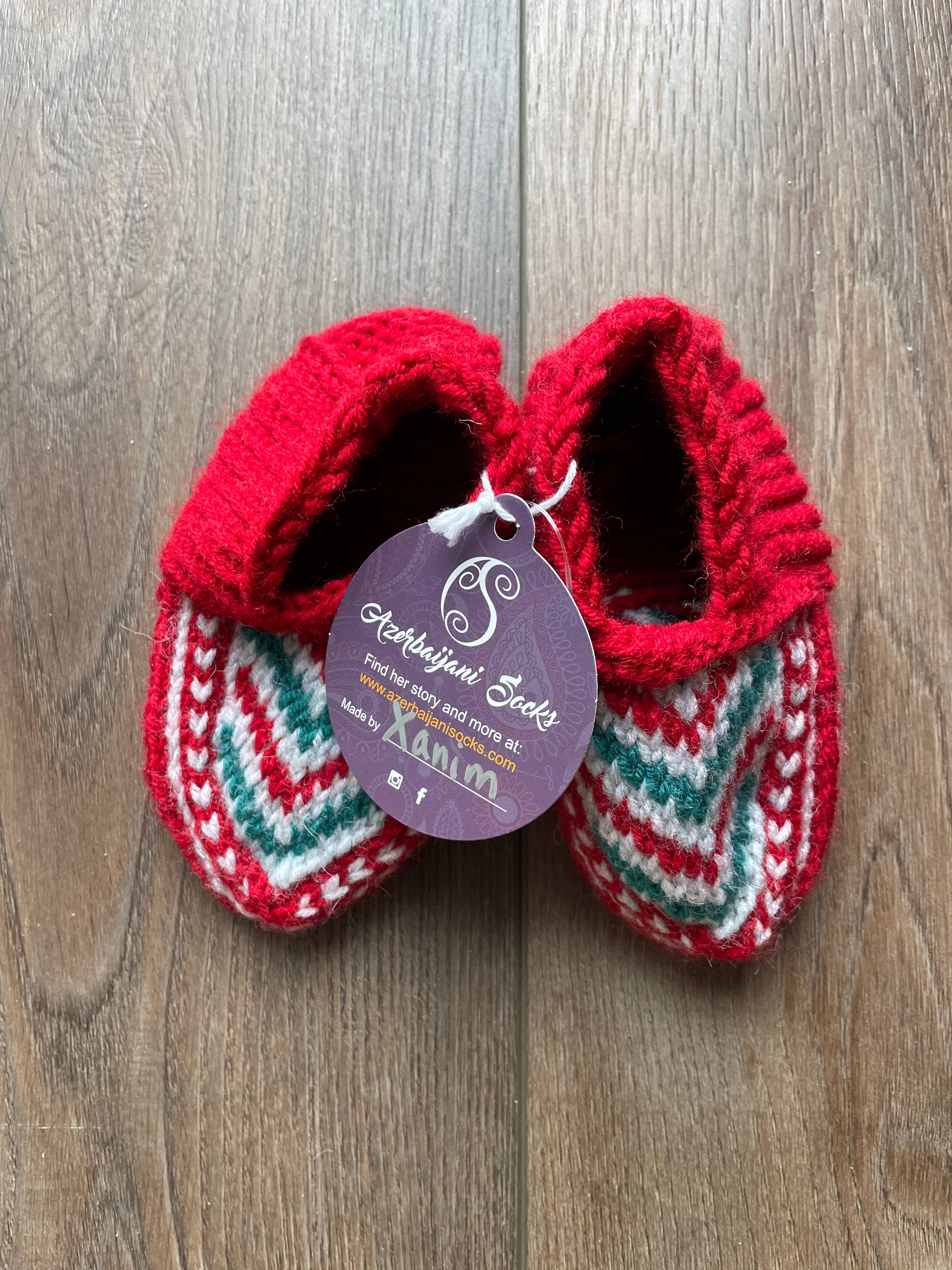 Azerbaijani Socks - Vente Chaussettes – enfant - Chaussettes pantoufles pour enfants : rouges (individuelles)1