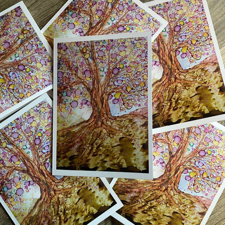 Carte de vœux Love Tree, intérieur vierge #KC14C pour la vente par Kellie Chasse Fine Art