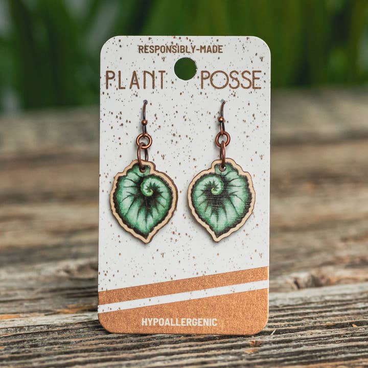 Escargot Begonia Dangle Earrings for wholesale by Plant Posse