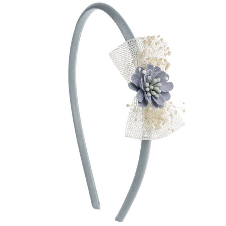 Siena Hair Accessories – wholesale Pannband - Barn – Babypannband med tyllrosett, godisblomma och gypsophila