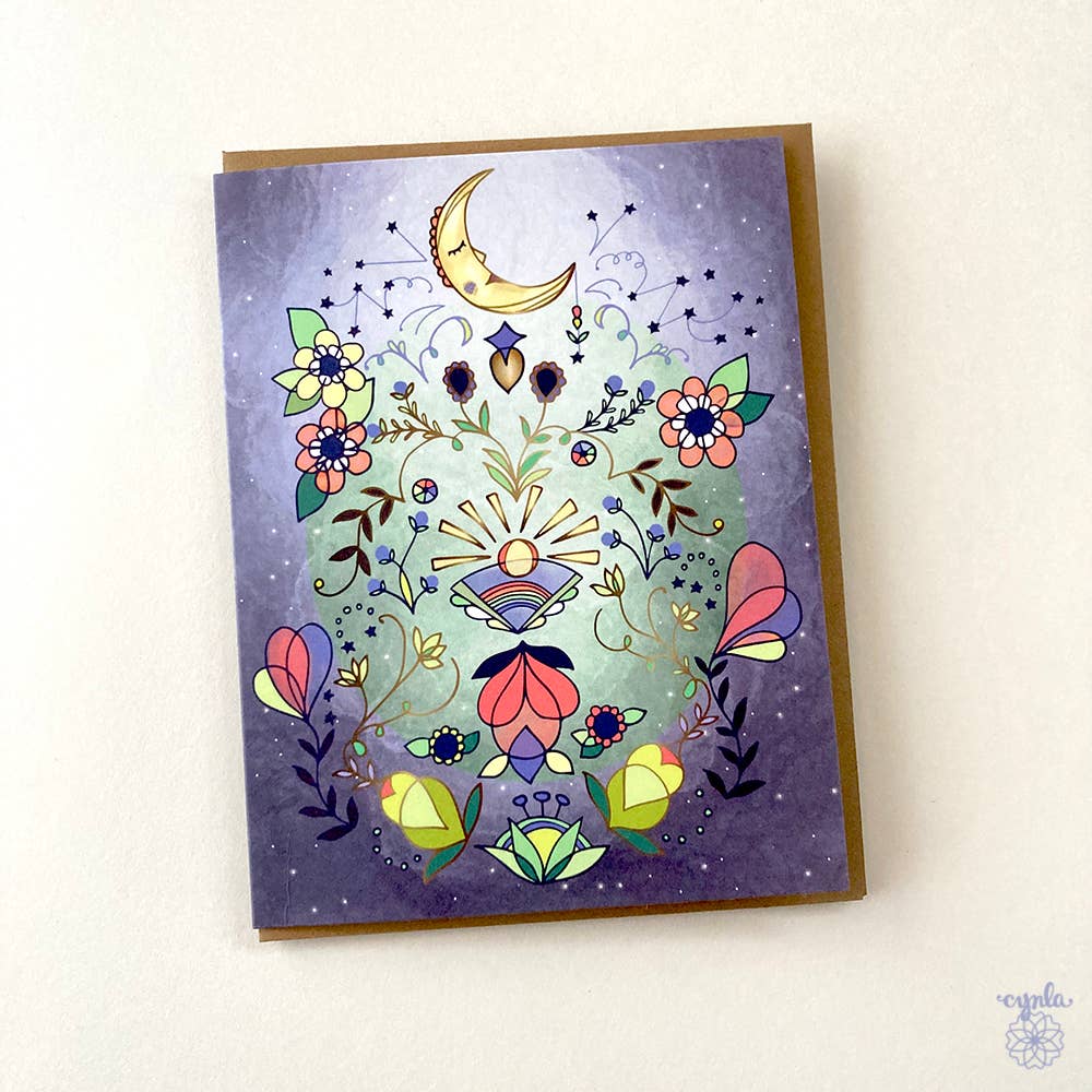 Cynla - Venta al por mayor Tarjetas de cumpleaños - Tarjeta de felicitación Moon Glow, tarjeta de cumpleaños con forma de luna en blanco, mística0