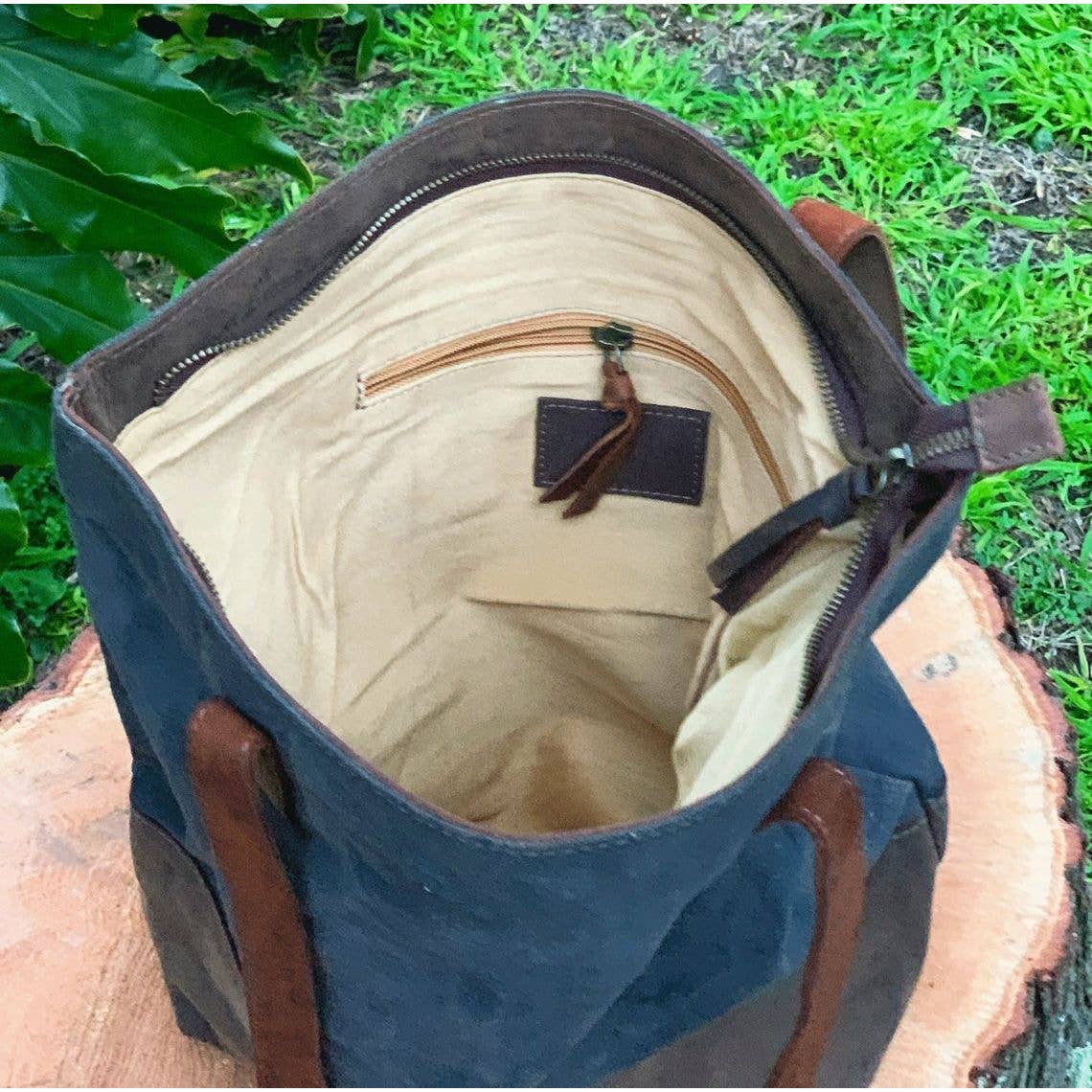 MLC – wholesale Tote bag – Women's – BLue Canvas Leather Tote Bag2