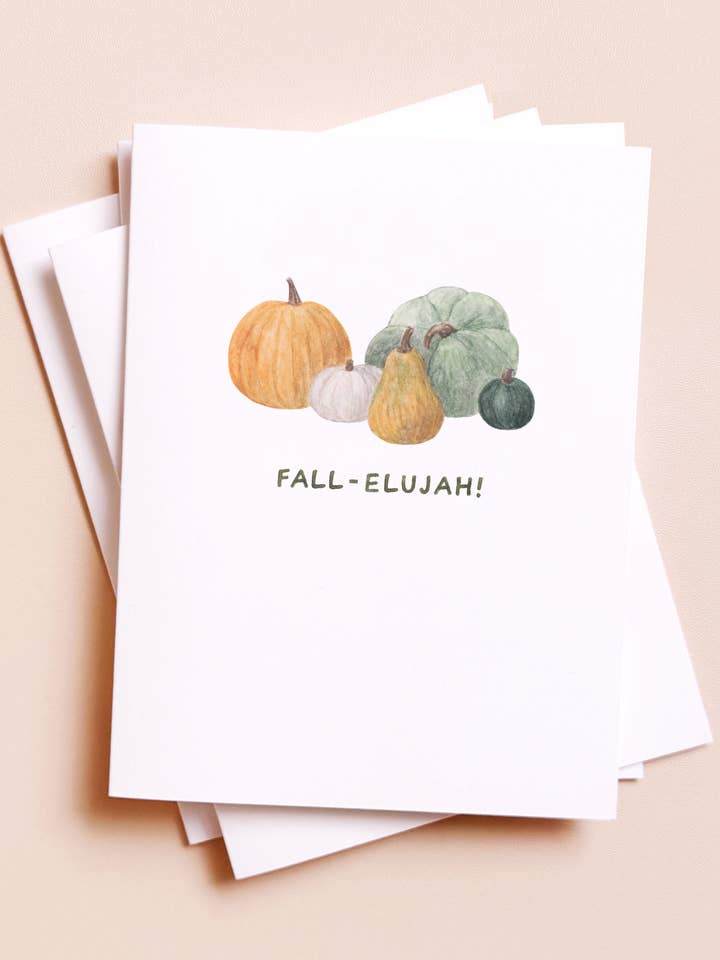 Hallelujah Pumpkins — Autumn Pun Seasonal Fall Card for wholesale by Amy Zhang