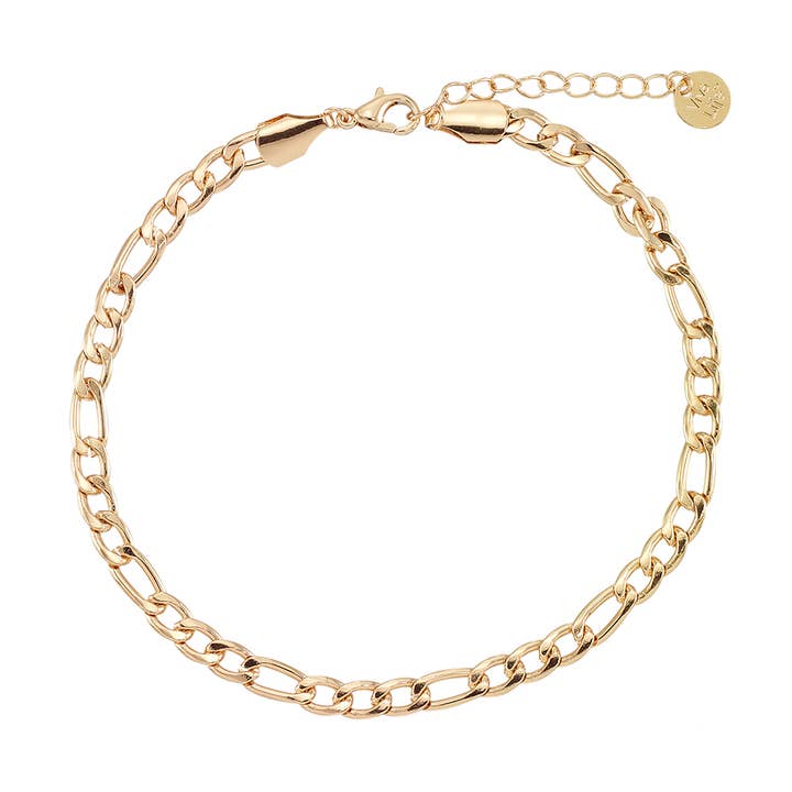 Tobillera con cadena metálica Figaro, 6 piezas para venta al por mayor de World End Imports Jewelry & Gifts