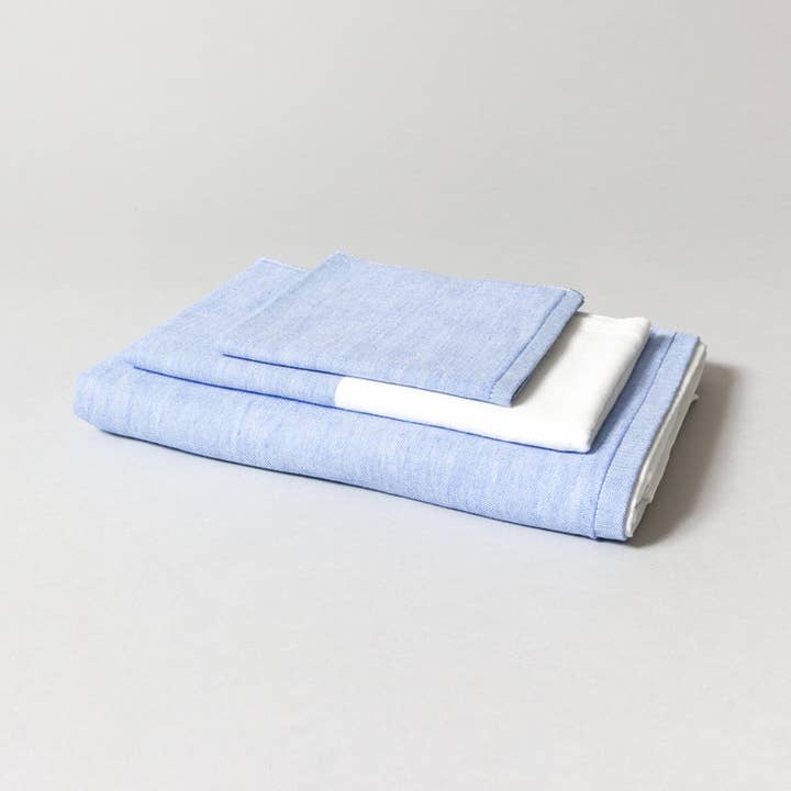 Morihata International Ltd. Co. – Großhandel Badehandtuch – Zweifarbiges Chambray-Handtuch, Blau 1