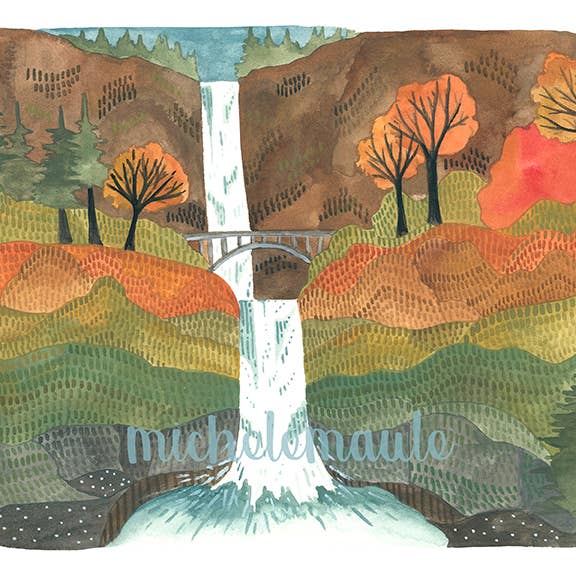 Stampa 20,3 x 25,4 cm - Multnomah Falls in the Autumn per la vendita all'ingrosso da parte di michele maule