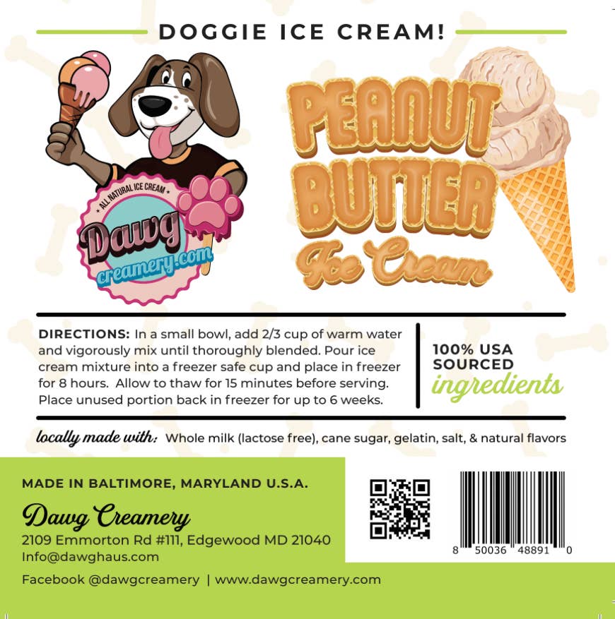 Dawg Bars & Creamery - Wholesale Pet Treats - Dog - Peanut Butter All Natural Dog & Puppy Ice Cream Mix1