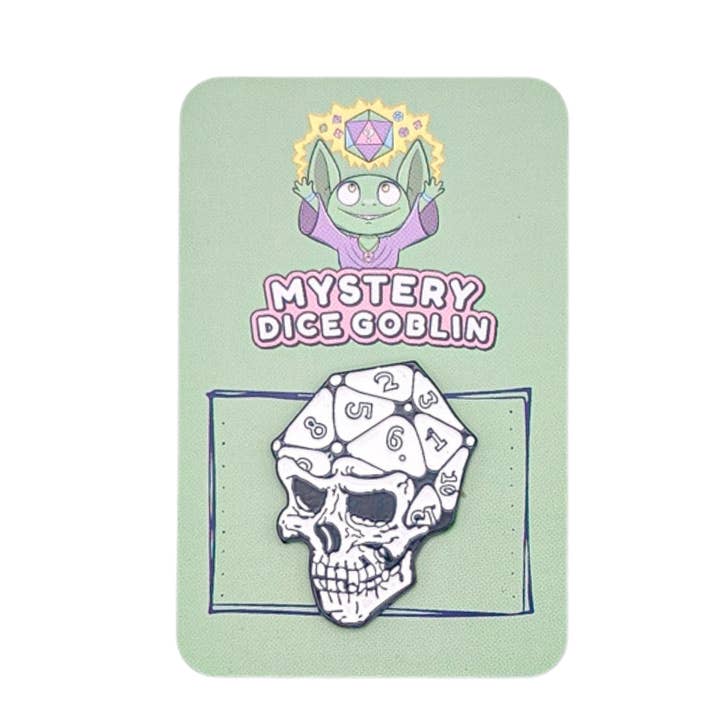 Mystery Dice Goblin – wholesale Lapel pin/button – D20 Skull Pin1