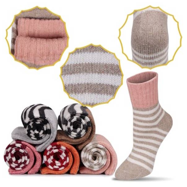 My Wholesale Warehouse - Wholesale Socks - Women's - Generise Pack of 5 Pairs Ladies Thick Wooly Socks8