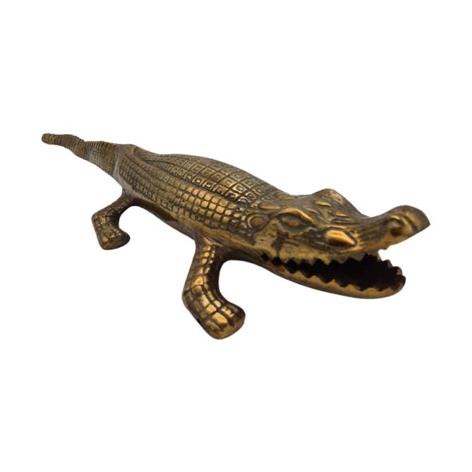 Crocodile décoratif en laiton ancien brillant pour la vente par ADC Eindhoven