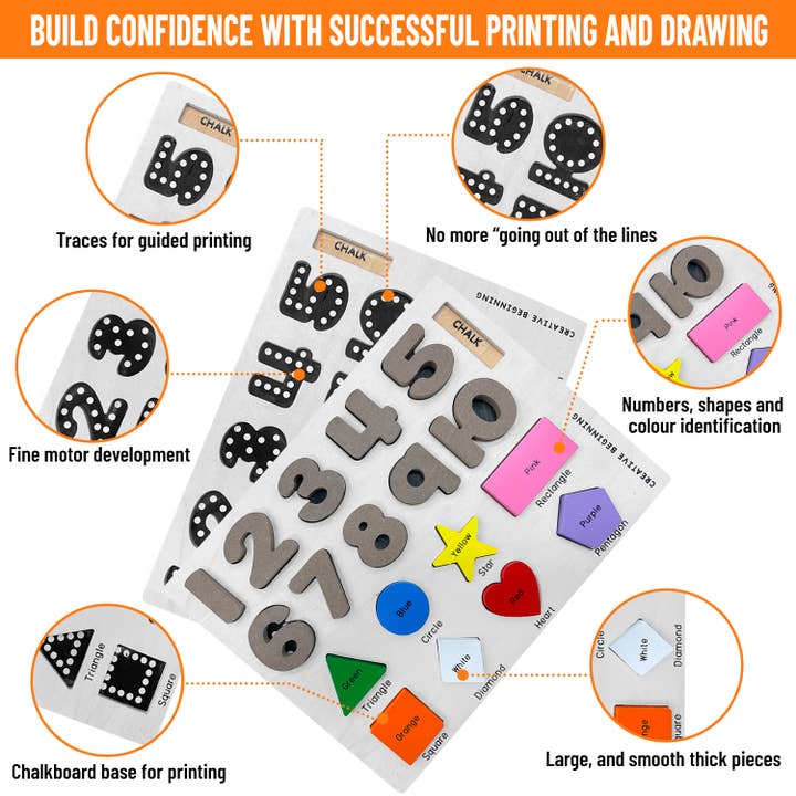 Creative Beginning - Wholesale Puzzle - Kids - Shapes and Numbers Chalkboard Based Puzzle2