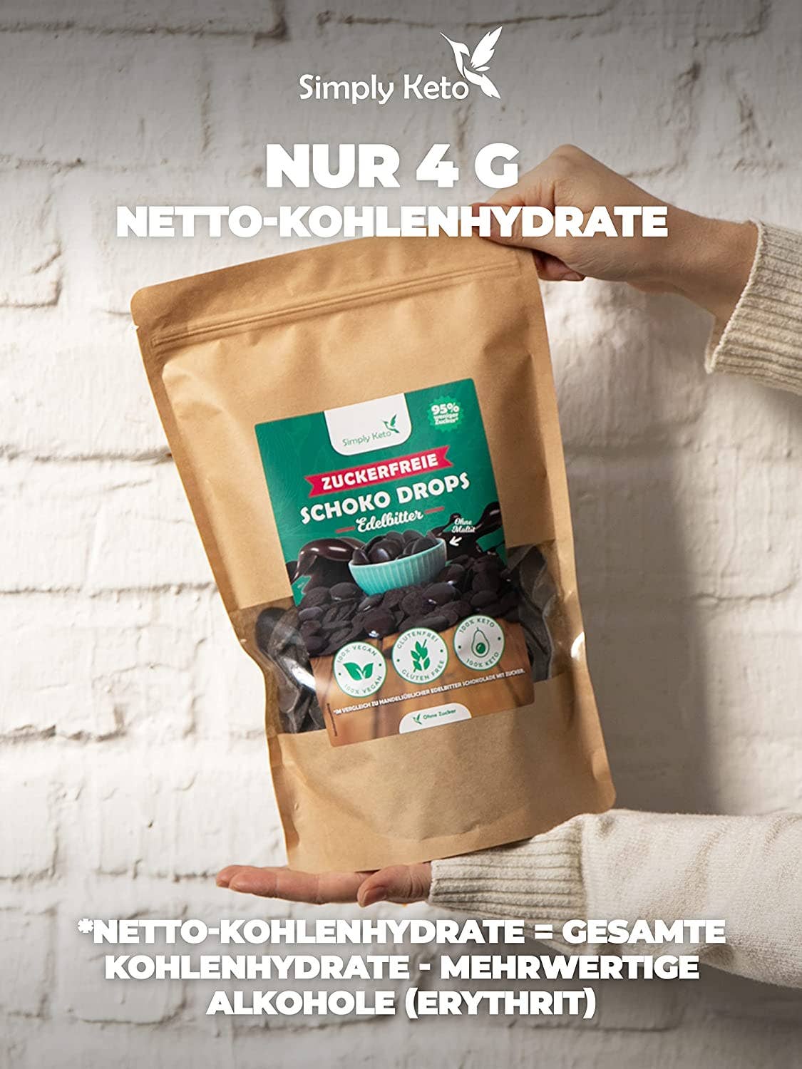 Simply Keto - Wholesale Chocolate Covered Sweets - EDELBITTER Chocolate Drops 750g (erythritol) | Value Pack1