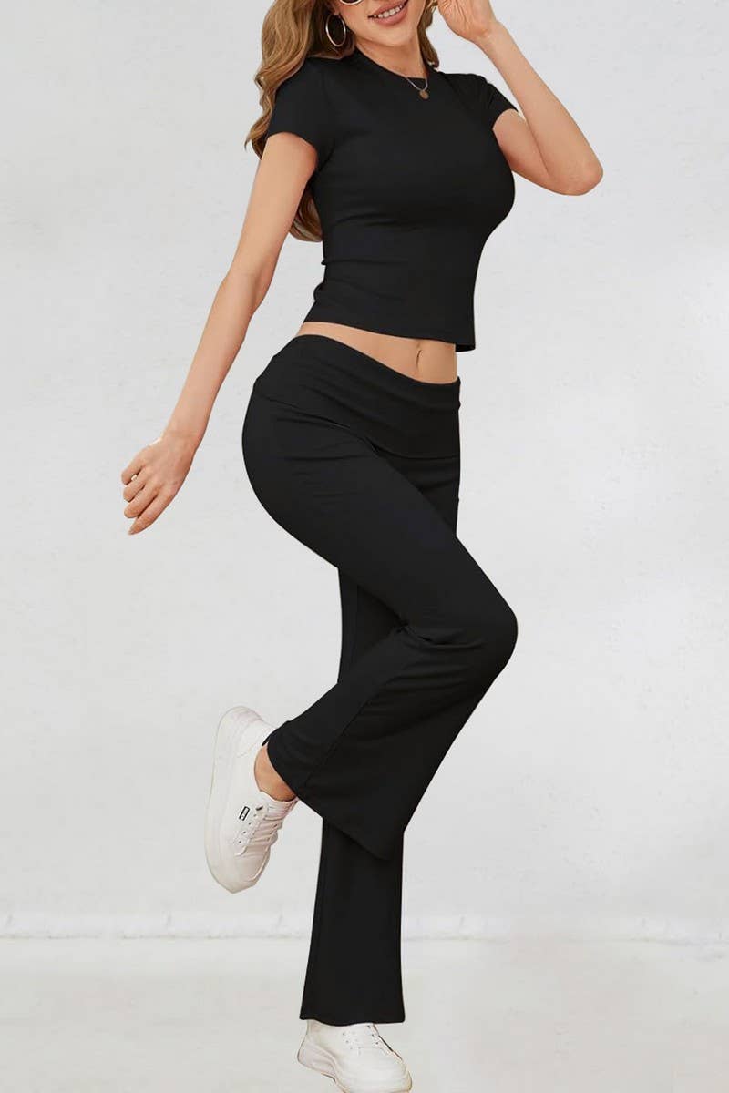 NINEXIS - Wholesale Top & Pant Set (NOT Loungewear) - Women's - CWSTB0449_Round Neck Short Sleeve and Pants set20