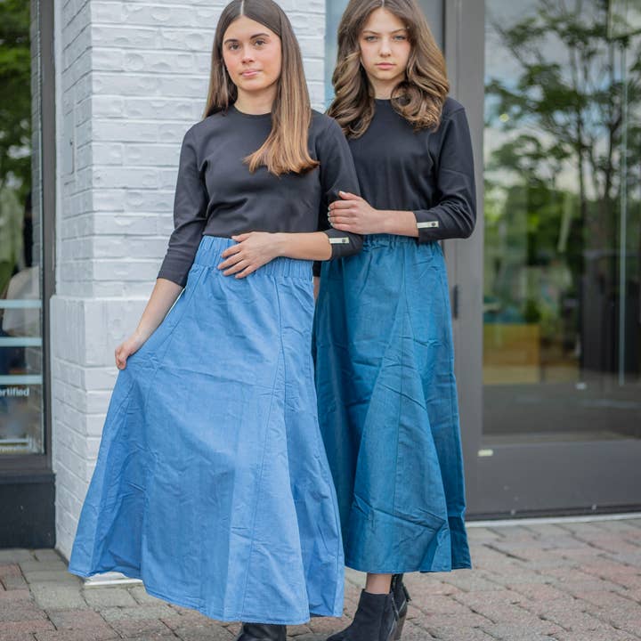 Gonna a coda di pesce in denim 164 per la vendita all'ingrosso da parte di Frills and Freckles