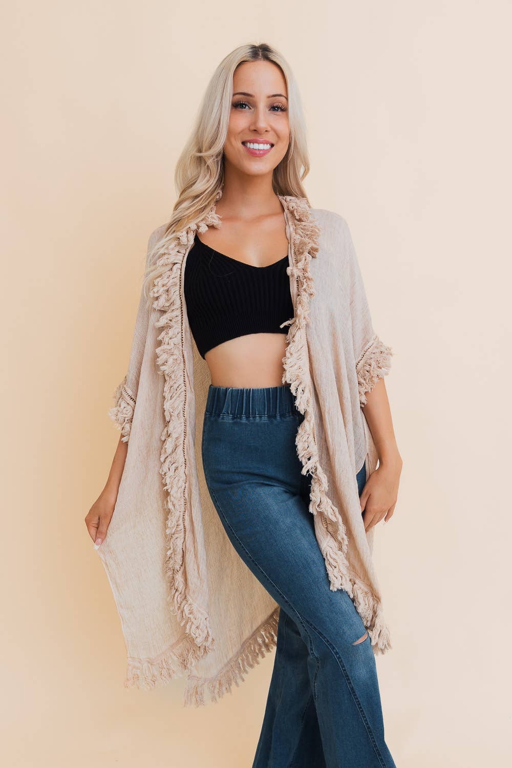 Leto Accessories – wholesale Kimono – Women's – Bestselling Sun-bleached Fringe Ruffle Kimono☀️8