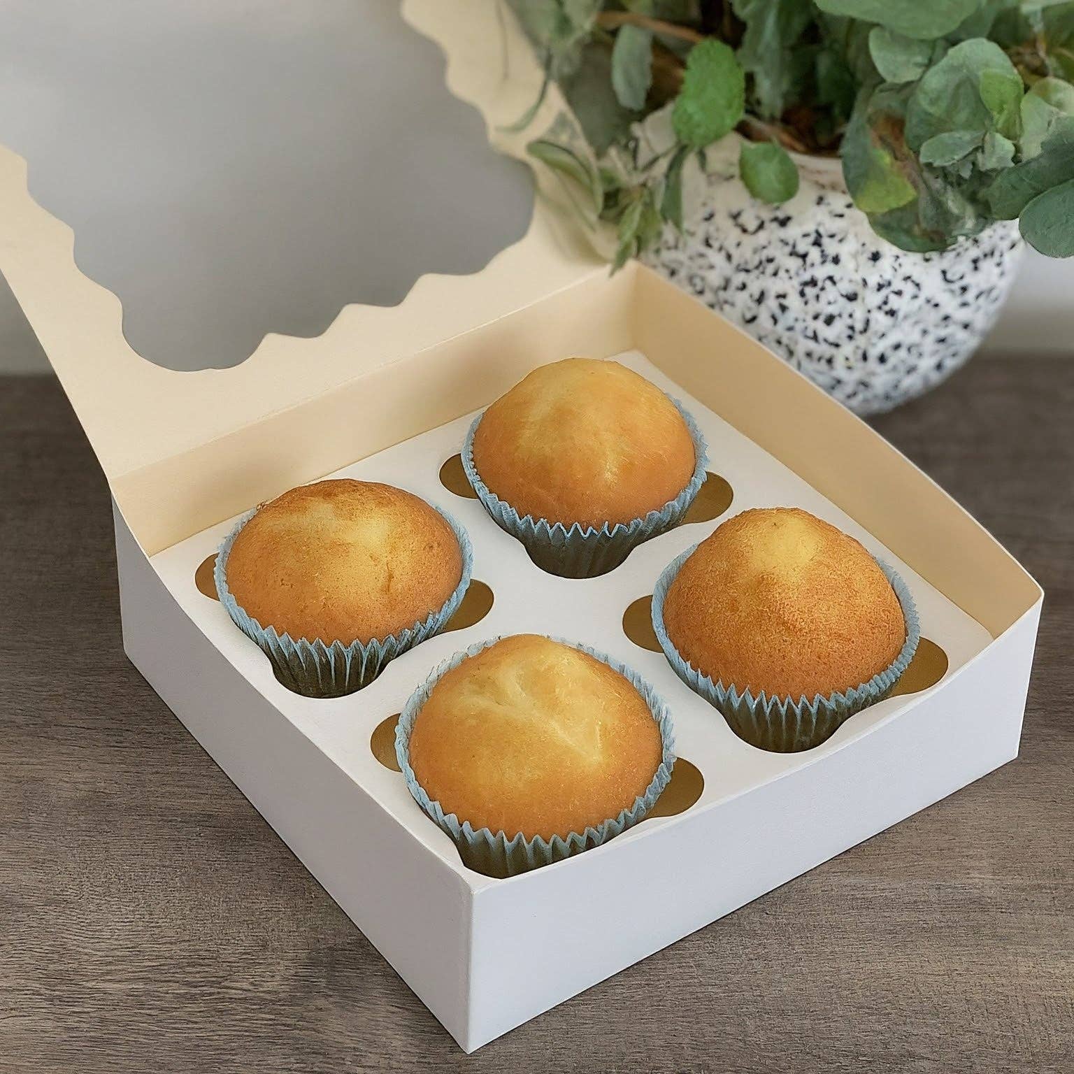 Tennessee IMPEX - Wholesale Cupcake/Muffin Pan - Cupcake Boxes with insert for 4 Pastries (6x6x3 in) White2