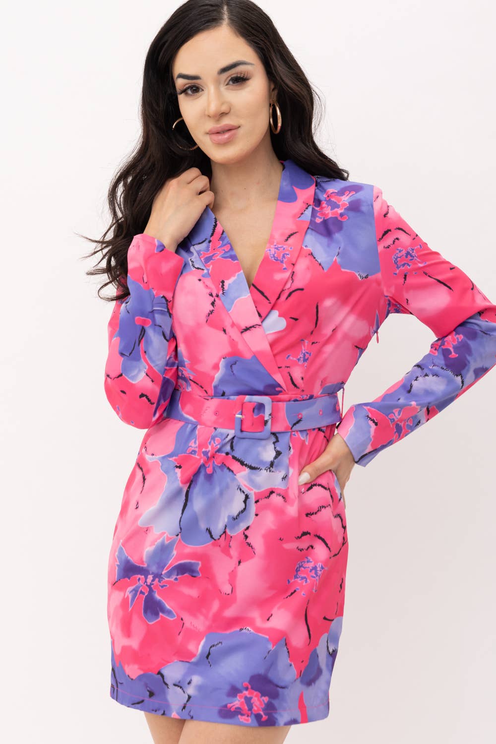 Tea & Cup - Wholesale Dress - Women's - TCH5351A Floral Print Belted Blazer Dress5