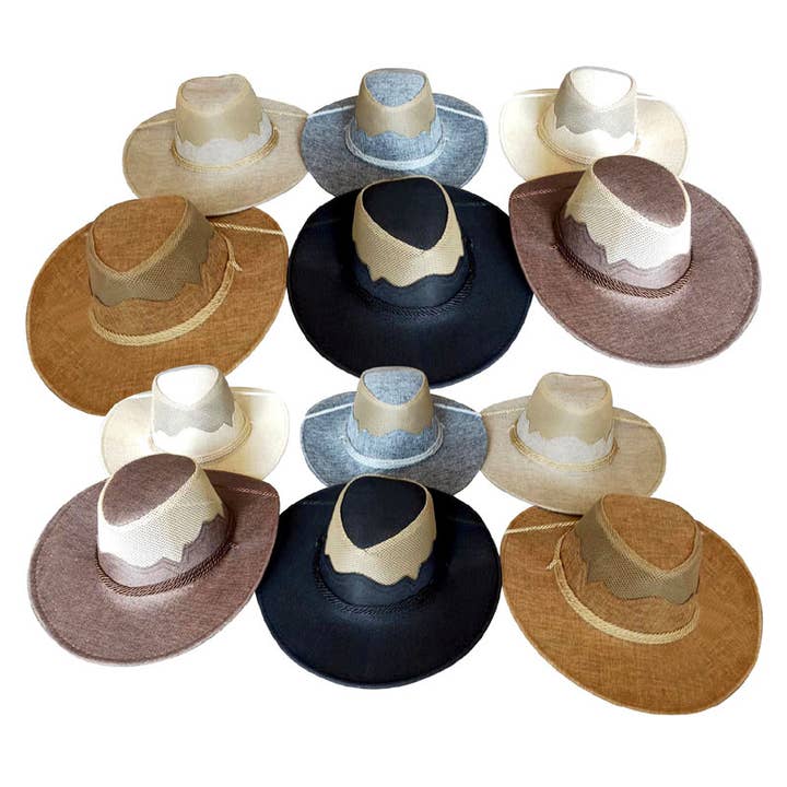 Deluxe Import Trading - Wholesale Cowboy Hat - Unisex - Cowboy Design Mesh Hats - 6 assorted