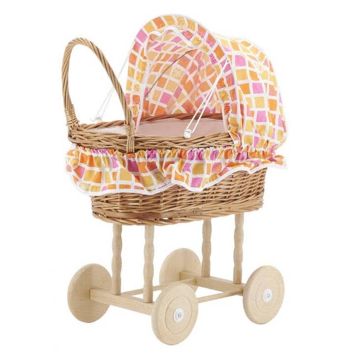 Buff wicker doll cradle for wholesale by Aubry Gaspard