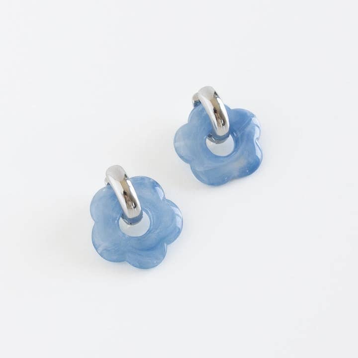 LYHO - Wholesale Huggie Earrings - Glassy Daisy Earrings | Handmade clay jewelry | LYHO14