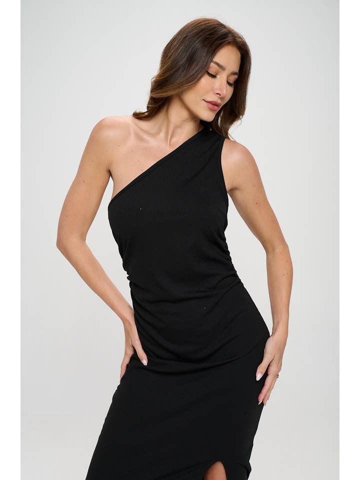Renee C. - Wholesale Dress - Women's - Made in USA Rib Knit Sleeveless Bodycon Dress with Slit3