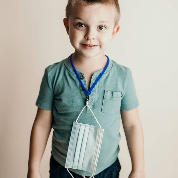 Blue Silicone Lanyard for Kids or Short Adult Lanyard for wholesale by Three Little Tots