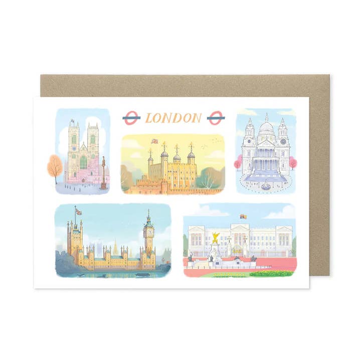 London Landmarks 2 Greetings Card for wholesale by Mike Green Illustration