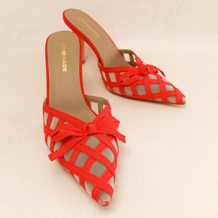 SUNDAY - Playful Mesh Heels w/ Bow Detail, Romantic Vibes for wholesale by Lemonade Shoes