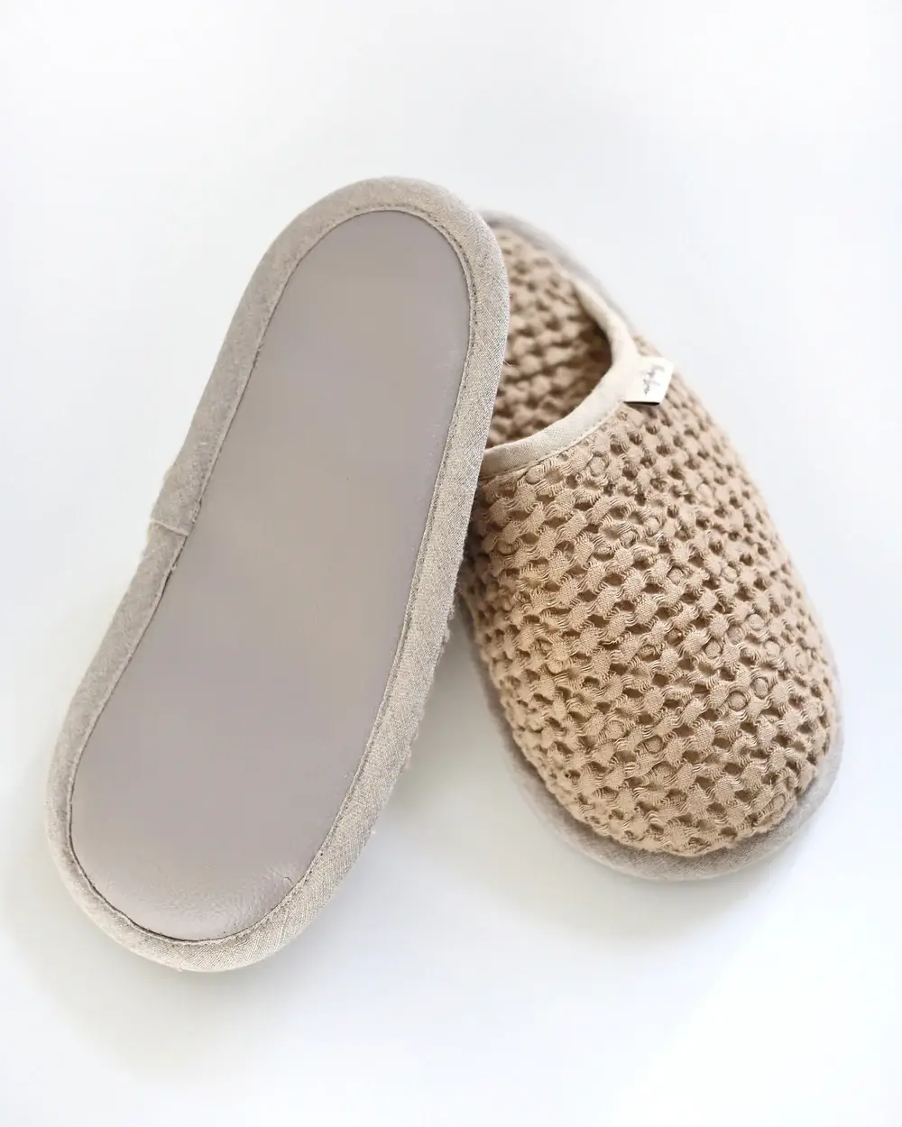 MagicLinen (We handle U.S. import procedures for you) - Wholesale Slippers - Unisex - Waffle Linen Slippers in Beige (Unisex)3