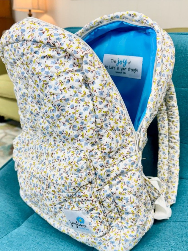 Joytime Ministries - Wholesale Backpack - Women's - Backpack Quilted - Blue Flowers0