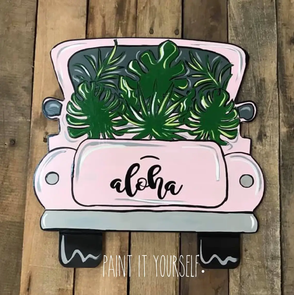 Honey And Sugar Designs – wholesale Cutouts – Paint and Sip: DIY Wood Art,  Truck with Tropical Palm Trees1