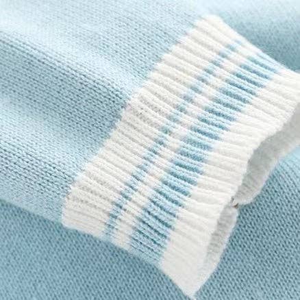 MyKids-USA® – wholesale Byxdress - Baby – Bebis enfärgad kvartsknappdesign med krage stickad college-stil romper3