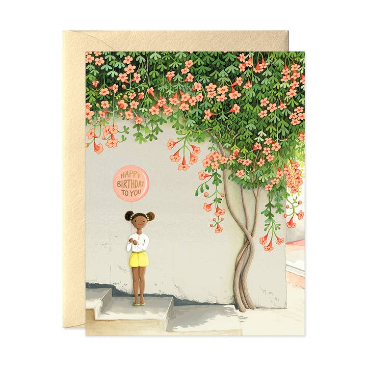 JooJoo Paper - Wholesale Birthday Card - Girl Under Vine Birthday Greeting Card