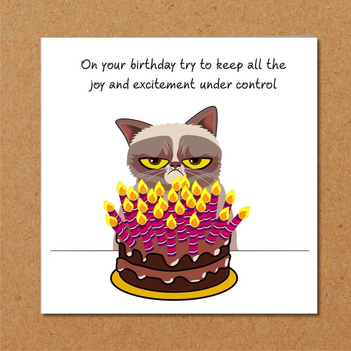 Swizzoo Cards - Wholesale Birthday Card - Grumpy Cat Birthday Card - Funny, humorous, fun - grouchy bad-tempered - husband dad grandad grandpa - humour