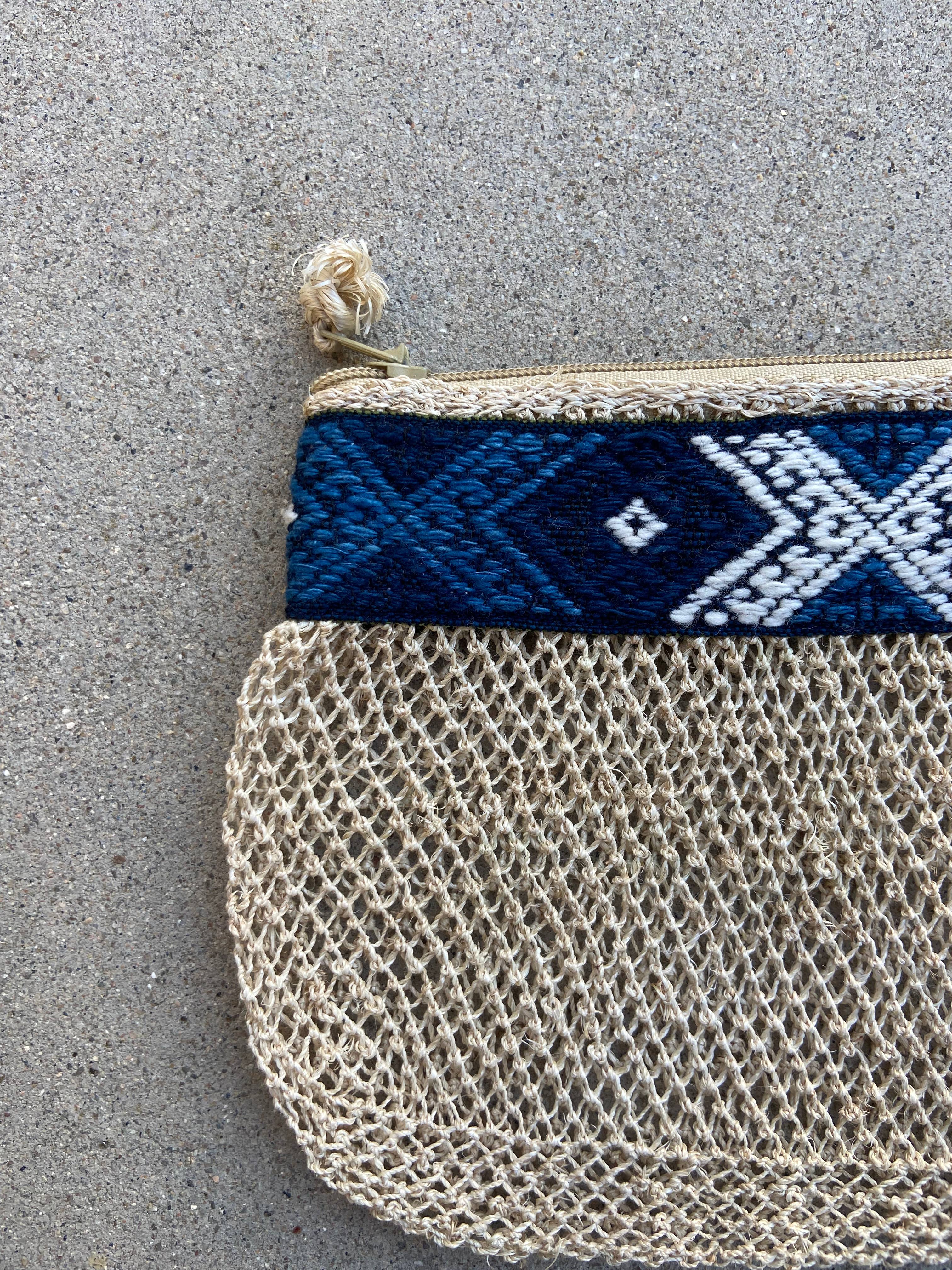 A Million Elephants - Wholesale Pouch - Women's - Natural Vine Zipper Pouch - Indigo with Textile Design1