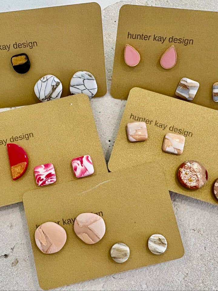 Bulk 2 Pack Polymer Clay studs for wholesale by Hunter Kay Design