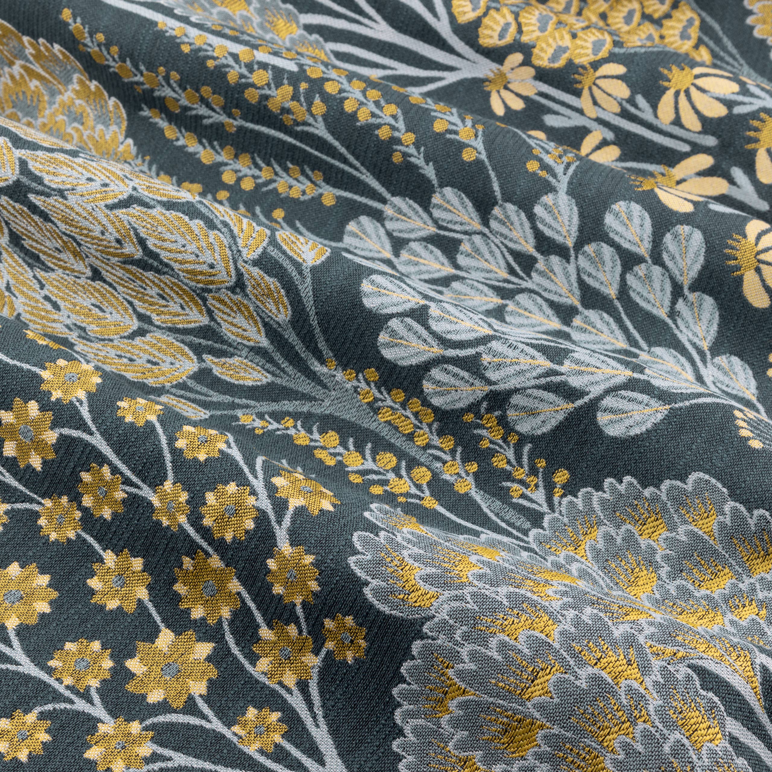 Blue Saffron Ophelia Jacquard Room Darkening Eyelet Curtains Blue/Saffron for wholesale on Faire5