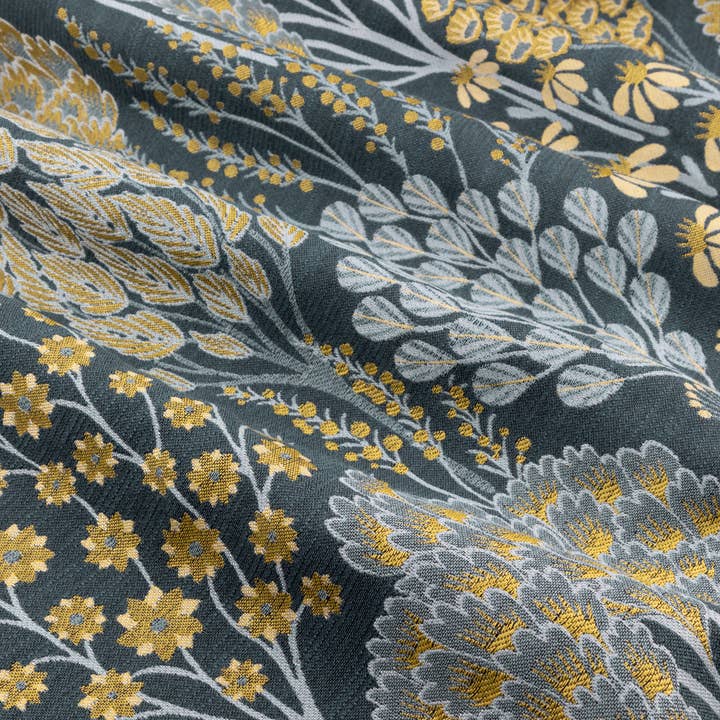 Blue Saffron Ophelia Jacquard Room Darkening Eyelet Curtains Blue/Saffron for wholesale on Faire5